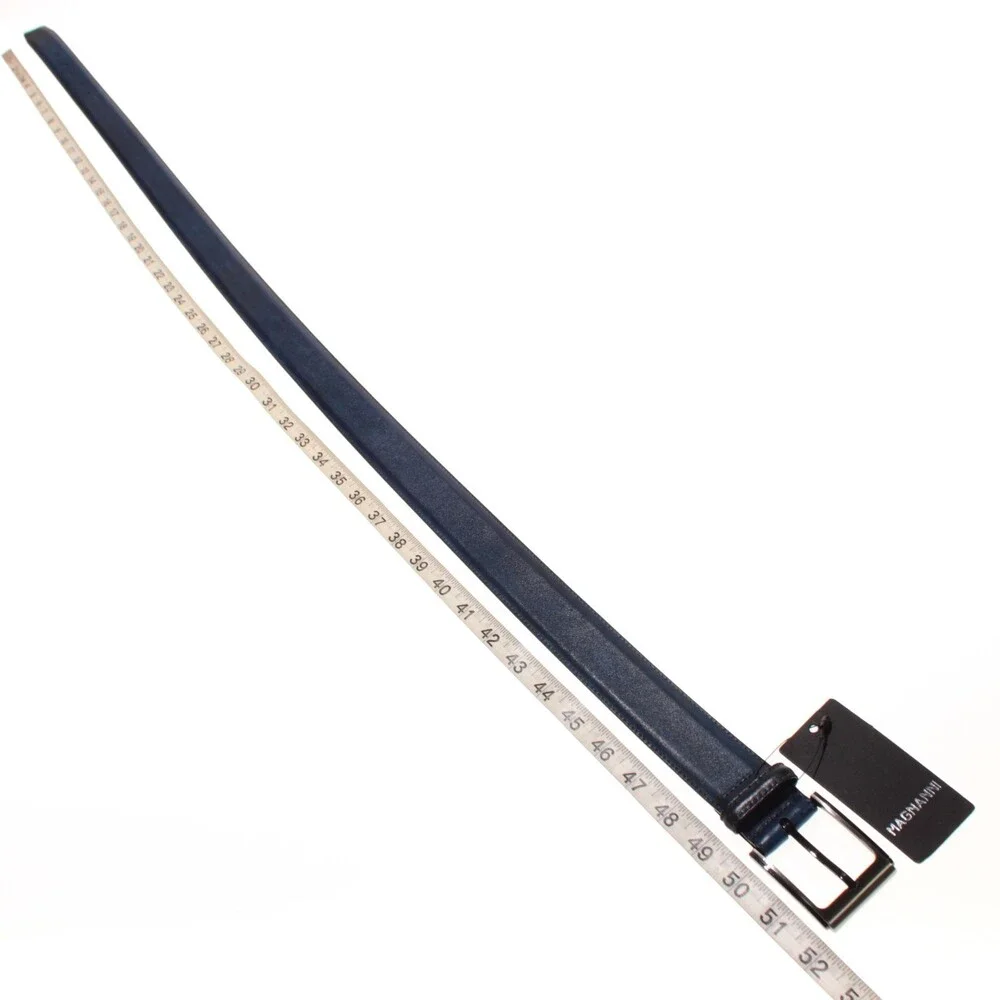 Magnanni NWT Classic Belt Size 44 US in Solid Blue Leather Made in Spain